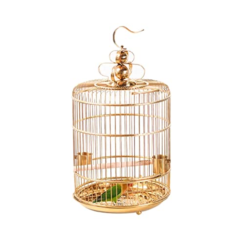 KXQYIKYI Feste runde Vogelkäfige Goldene langlebige Vogelkäfig Schmiedeeisen Vogelträger kleine Größe Vögel Flug Cage Home Outdoor Vogelhaus (a) von KXQYIKYI