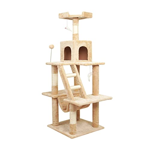 Katzenbaum, gemütlicher Katzenturm, 142 cm hohes Katzenhaus mit Hängematte, Kratzbäumen, Katzenhöhlen, Leitern, Sitzstangen, stabiles Katzen-Aktivitätszentrum von KXQYIKYI