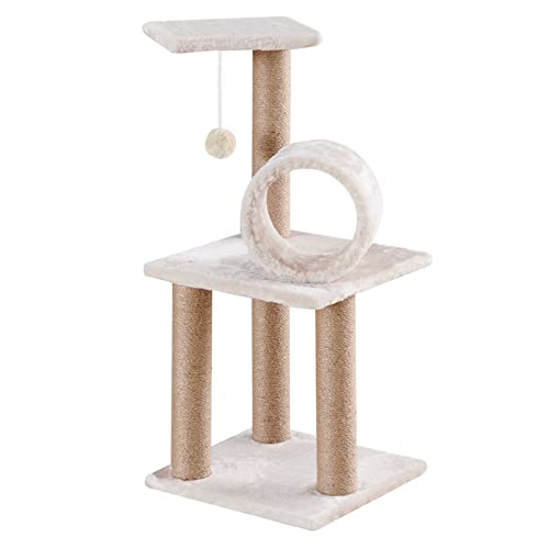 Katzenbaum mit Sisal-überzogenen Kratzbäumen, neckischem Spielball und mit weichem Plüsch überzogen, Kätzchen-Kratzbaum für kleine Katzen Kätzchen von KXQYIKYI