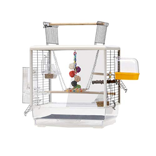 Massive Vogelkäfig Kleiner Größe Vögel Reisen Käfig Haustier Home Offener Top -Vogelkäfig für Blockgie Lovebirds 61 cm hoch, Ziervogelkäfig mit Spielzeug für Lovebirds Finken Papageienvogel von KXQYIKYI