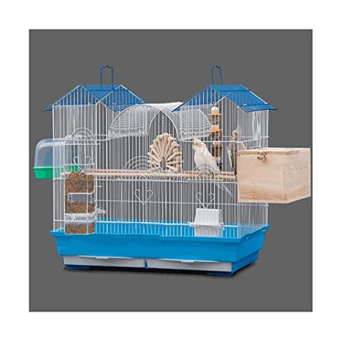 Massiver 61 cm schmiedeeiserner Vogelkäfig, tragbarer Vogelkäfig, hängende Vogelträger, großer Vogelflugkäfig mit Rollständer für den Außenbereich (Vogelkäfig-Set) von KXQYIKYI