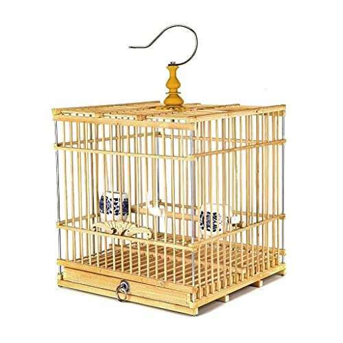 Massiver Bambus-Vogelkäfig Tragbarer Haushalt Vogelkäfig Vintage Quadratisch Große Vogelträger Retro Vogelhaus Tolle Dekoration für Zuhause (Quadrat D) von KXQYIKYI