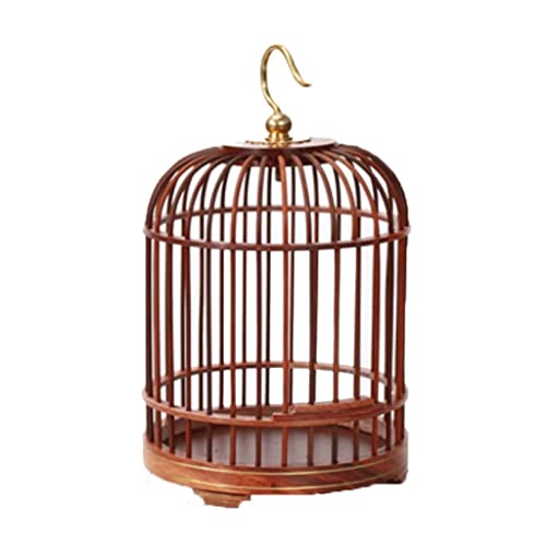 Massiver Bambus-Vogelkäfig Vintage Quadratischer Vogelkäfig Haushalt Runde Vogelkäfige Tragbarer Flugkäfig für den Außenbereich Hof (Round B) von KXQYIKYI