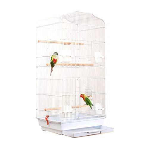 Massiver Vogelkäfig, dreistufig, schmiedeeiserner großer Vogelkäfig Oben, luxuriöse Vogelkäfig-Villa, geeignet für alle Arten der Vogelzucht, hoher Käfig 93 cm für Turteltauben, Finken, Papageien, von KXQYIKYI