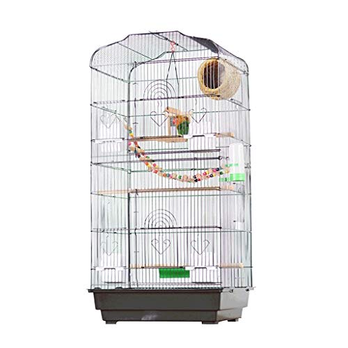 Massiver Vogelkäfig, dreistufig, schmiedeeiserner großer Vogelkäfig Oben, luxuriöse Vogelkäfigvilla, geeignet für alle Arten der Vogelzucht, hoher Käfig 93 cm für Turteltauben, Finken, Papageien, von KXQYIKYI