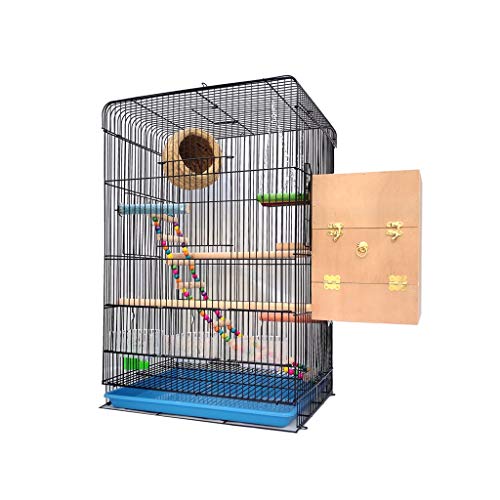 Massiver Vogelkäfig, großer Vogelkäfig für Wellensittiche, Finken, Lovebird, tragbar, große Vögel, Reisekäfig, Haustierhaus, 60 cm, mit Leiter, Hängespielzeug für Lovebirds Finken, Papageien, von KXQYIKYI