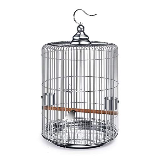 KXQYIKYI Massiver Vogelkäfig Metall Edelstahl Round Käfig Papagei Perle Vogel Käfig Kreativer Runde Kanarische Vogelkäfig für Lovebirds Finken Papageienvogel -Käfig (37 cm hoch) von KXQYIKYI