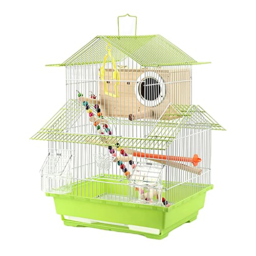 Massiver Vogelkäfig Papagei Vogelkäfig Groß Villa Kleiner Vogelkäfig Metalldach Zierkäfig für Lovebirds Finken Papagei Vogelkäfig (Rot Medium) von KXQYIKYI