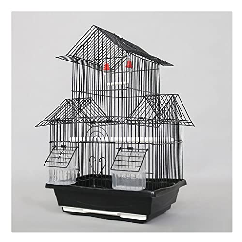 Massiver Vogelkäfig Retro Papageienkäfig Schwarz Phoenix Tiger Leder Pfingstrose Housefition Cage Geeignet für die Liebe Vogel Kanary Papagei für Schildkröten Finches Partlet Bird Cage (A) von KXQYIKYI