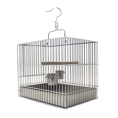 Massiver Vogelkäfig aus Edelstahl, Vogelkäfig, Badekäfig, Papageien-Vogelkäfig mit Griff und Haken, Vogeltränkekäfig, 3 Größen für Turteltauben, Finken, Papageien, Vogelkäfig (groß) von KXQYIKYI