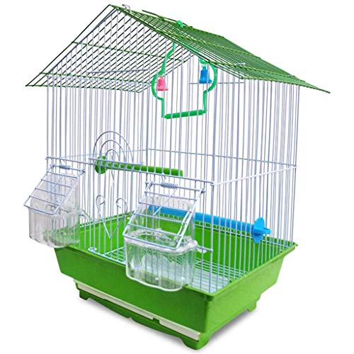 Massiver grüner Metall Vogelkäfig Outdoor Garten Dekorative Vogeltrage mit Stehstange Schaukel Sittich Lovebird Perle Vogelvilla (Grün) von KXQYIKYI