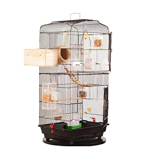 Massiver kleiner Vogelkäfig Massivholz Vogelkäfig Langlebige Metall Vogelkäfige Quadratische Vogelhaus-Transportbox Hohe Kapazität Vogelträger für Zuhause (Schwarz) von KXQYIKYI