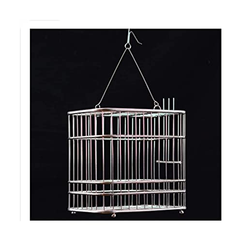 Massiver quadratischer Vogelkäfig zum Aufhängen Vogelkäfig aus Edelstahl Stee Flight Cage Simple Retro Vogelhaus für Reisen Zuhause Geschenke (Kein Zubehör) von KXQYIKYI