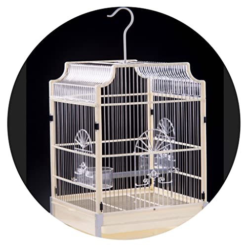 Massivvogelkäfig mit Stand-Stange, 2 Schalen, 2 Tabletts, Eisenkonstruktion 16,9-Zoll-Haustier-Vogelkäfig für Papageien, Cockatiel, Cockatoo, Sittich, Finken (weiß) von KXQYIKYI