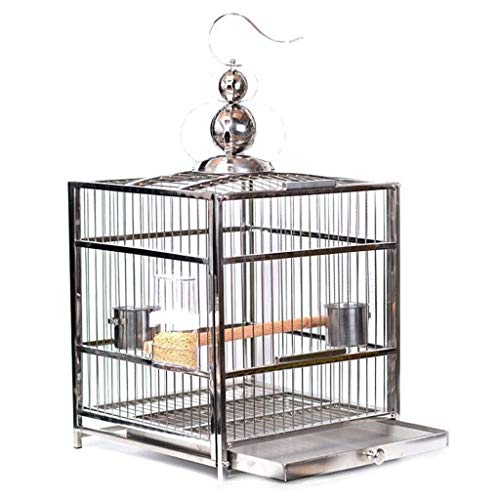 KXQYIKYI Quadratkäfig aus massivem Schubladen aus Edelstahl Brutkäfig Abnehmbarer Papagei Perl Bird Cage Outdoor Hanging Dekor (reguläre Version groß) von KXQYIKYI