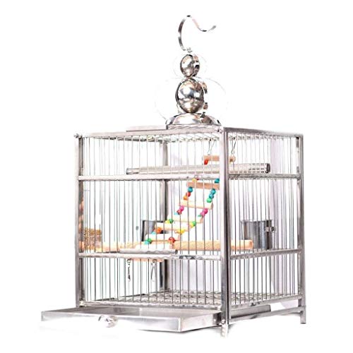 KXQYIKYI Quadratkäse aus massivem Schubladen aus Edelstahl Zuchtkäfig Abnehmbarer Papagei Pearl Bird Cage Outdoor Hanging Decor (verbesserte Version groß) von KXQYIKYI