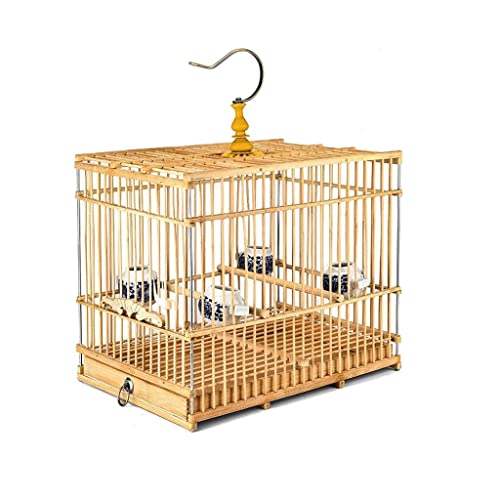 KXQYIKYI Solid Bambusvogelkäfer tragbarer Haushaltsvogel -Käfig Vintage Square Große Vogelträger Retro -Vogelhaus Große Dekoration für Zuhause (Square B) von KXQYIKYI