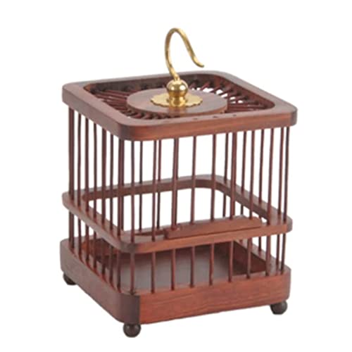 KXQYIKYI Solid Bambusvogelträger Vintage Square Bird Cage Haushalt runde Birdcages Tragbarer Flugkäfig für Außenhof (Quadrat B) von KXQYIKYI