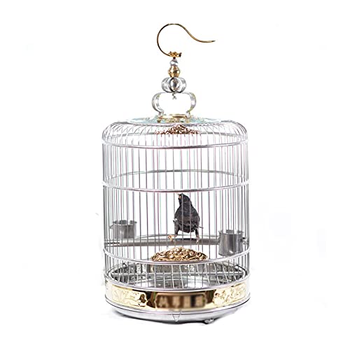 KXQYIKYI Solid Bird Cage Deluxe Edition Reiner Edelstahl Vogel Käfig Big Bruder Cage Thrush Großer Papagei Stern Runde Vogelkäfig für Lovebirds Finken Papageienvogel Cage (36 cm) von KXQYIKYI