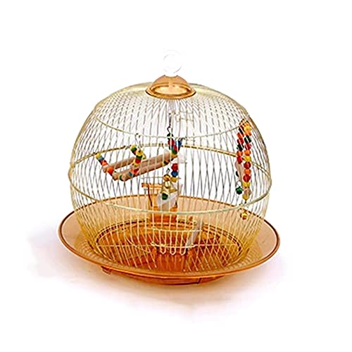 Solid Bird Cage Papageien Käfig rund Luxus goldenes Metallvogel -Käfig -Vogelhäuser für Lovebirds Finken Papageienvogel Käfig (Set Mahlzeit groß) von KXQYIKYI