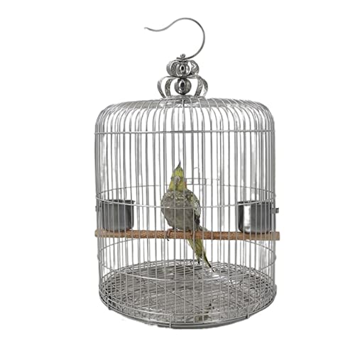 KXQYIKYI Solid Bird Cage Samenfänger Vogelträger Klassiker Retro -Stil Zylindrisch Edelstahl Vogel Käfig Vogelkäfig für Kanarische Liebesvogel -Zuchtflug Cage (a) von KXQYIKYI