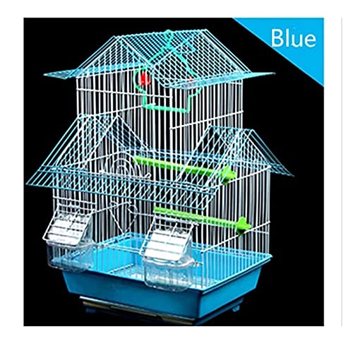 KXQYIKYI Solid Bird Cage Vogel Käfig Tiger Haut Papagei Käfig Großvilla Vogelkäfige für Eisenkultur von Papageien Vogelhaus Großer Vogelkäfig für Lovebirds Finken Papageienvogel Käfig (blau) von KXQYIKYI