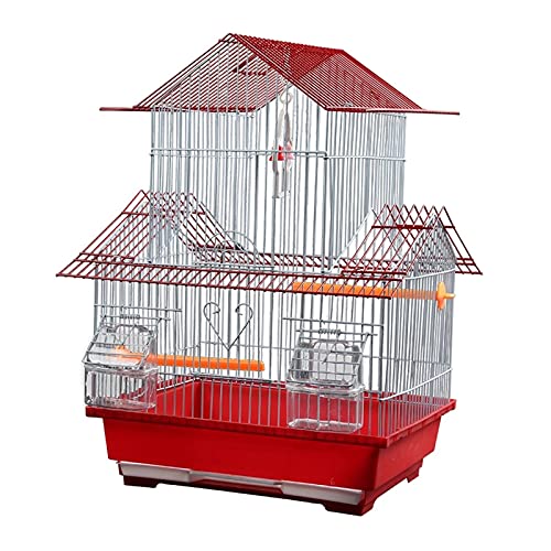 KXQYIKYI Solid Bird Cage Vogel Käfig Tiger Haut Papagei Käfig Großvilla Vogelkäfige für Eisenkultur von Papageien Vogelhaus Großer Vogelkäfig für Lovebirds Finken Papageienvogel Käfig (rot) von KXQYIKYI