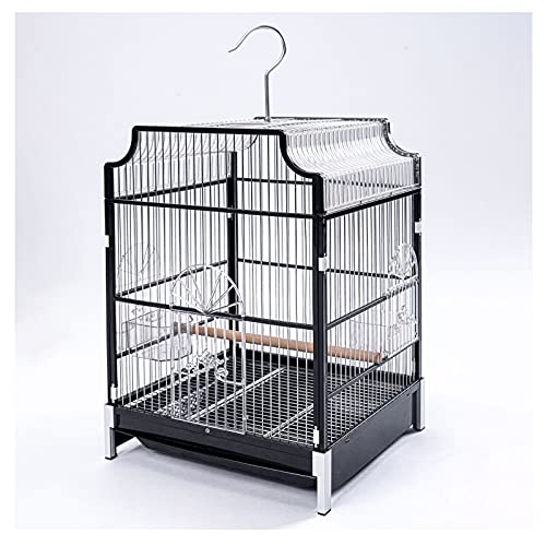 Solid Indoor/Outdoor Vötige Schmiedeeisen -Vogel -Käfigträger Edelstahl tragbarer Haustier Vogel -Käfig -Reisekäfig für extra kleine Finken Kanarien Lovebirds Vogelkäfig -Sichtweite (schwarz) von KXQYIKYI