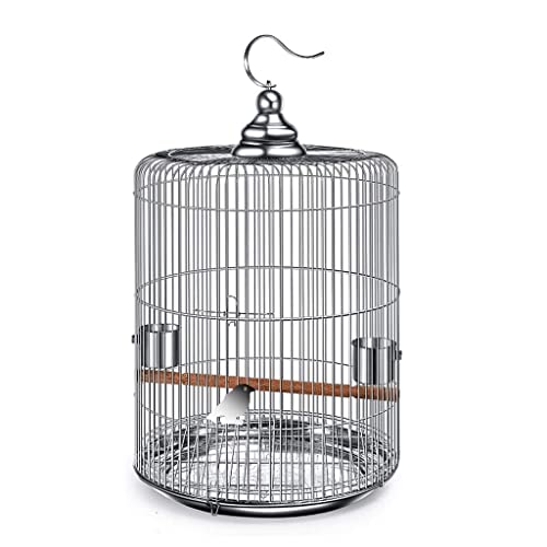 KXQYIKYI Solid Large Birdcages Edelstahl Vogelkäfig Einfacher runder Vogelkäfig Kreativer Vogelträger Vogelhausträger für Garten im Freien (37 * 46 cm) von KXQYIKYI