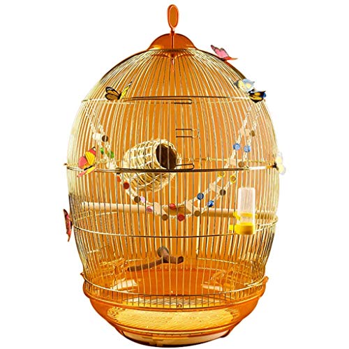 KXQYIKYI Solid Vintage Golden Bird Cage Outdoor Eisendraht -Papageikäfig mit Lebensmittel Box Stand Bar Swing Garten Dekorativ (Gold A) von KXQYIKYI