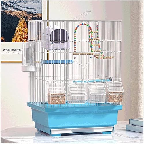 Solide Vogelkäfige Schmiedeeisen Vogelkäfig Tragbarer quadratischer Vogelkäfig mit 4 Futterboxen und Spielzeug 45,7 cm robuster Vogelkäfig für den Heimgebrauch (D-Set) von KXQYIKYI