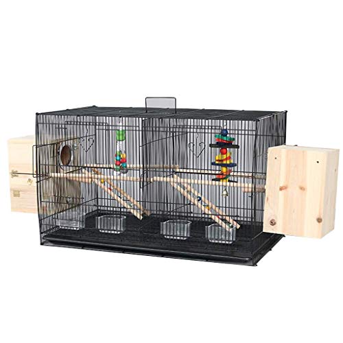 Vogelkäfig aus schwarzem Eisen mit Futterbox, Ständer, separater Netzablage, Geschenk für Vogelliebhaber (schwarz, 60 cm) von KXQYIKYI