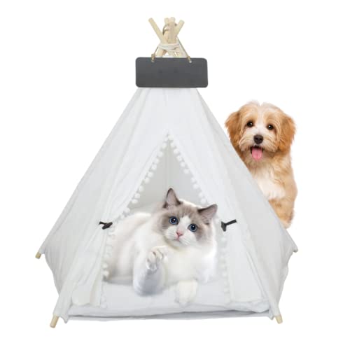 Haustier Tipee Hundezelte Kleines Katzenkaninchenbett süßes faltendes Indoor -Welpenhaus für Haustiere bis zu 10 kg mit Kissen und Namensschild von KYEQATY