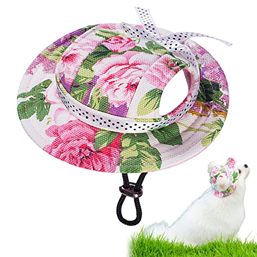 Hundesonne Hut Großer Kleiner Hund Sonnenmütze mit Ohrlöchern Blumendruck Haustier Baseball Hüte Sonnenschutz für Sommer Haustierzubehör s s von KYEQATY