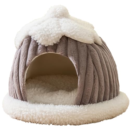 KYEQATY Indoor -Katzenhaus für innerhalb von 3 kg Haustiere Plüsch Winter Katzenbetten Höhle Schneehaus Katzenhütte mit abnehmbar von KYEQATY