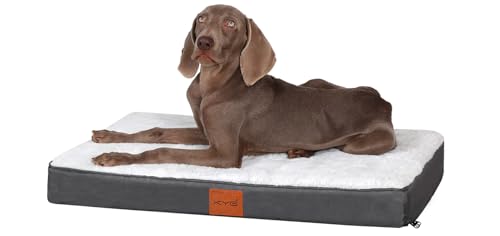 KYG Orthopädisches Hundebett Grosse Hunde Hundekissen Waschbar Hundematte für mittelgroße, kleine Hunde Flauschig Hundematratze, M, 76x50x7.5cm, Weiß von KYG