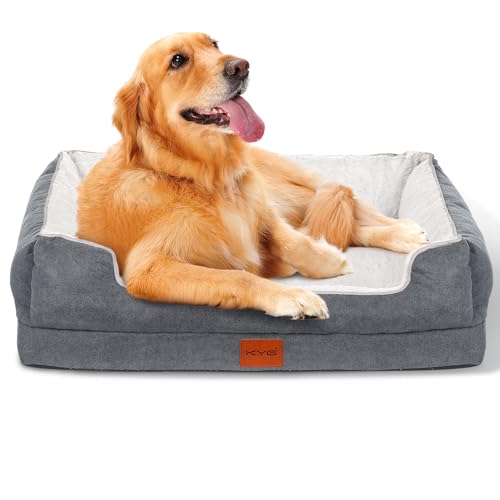 KYG Hundebett Orthopädisches Hundebetten Ergonomisches Hundekissen für Hunde, Bezug abnehmbar waschbar, Hundebett Grosse Hunde, L, 90x70x20cm von KYG