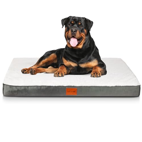 KYG Orthopädisches Hundebett Grosse Hunde Hundekissen Waschbar Hundematte für große, mittelgroße Hunde Flauschig Hundematratze, L, 90x60x8cm, Weiß von KYG