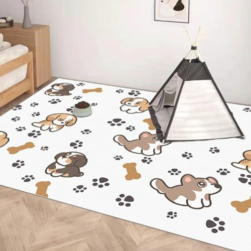 Haustier-Bodenmatte, Cartoon-Hunde-Design, wasserdicht, urinbeständig, rutschfest, spezielle Bodenmatte, schmutzabweisend, Katzen-Platzdeckchen, Lederteppich (140 x 200 cm, Stil 8) von KYMMPL