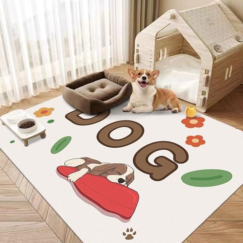 Haustier-Bodenmatte, Cartoon-Hunde-Design, wasserdicht, urinbeständig, rutschfest, spezielle Bodenmatte, schmutzabweisend, Katzen-Platzdeckchen, Lederteppich (90 x 90 cm, Stil 9) von KYMMPL