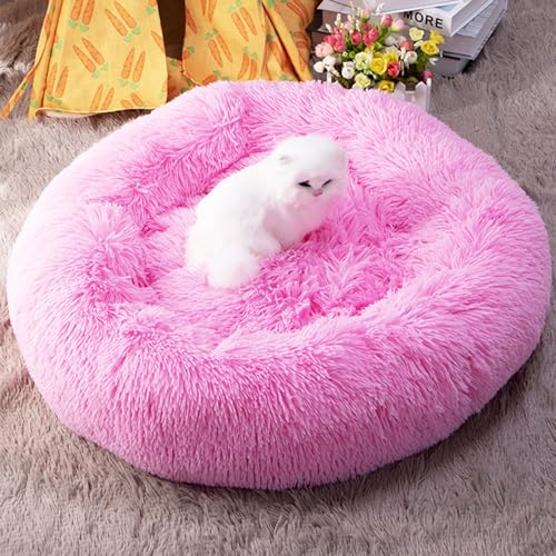 KYMMPL Beruhigendes Marshmallow-Donut-Hundebett, Anti-Angst, rund, weich, flauschig, Plüsch, verdickt, warm, Haustierbett für Hunde und Katzen (100 cm, style21) von KYMMPL