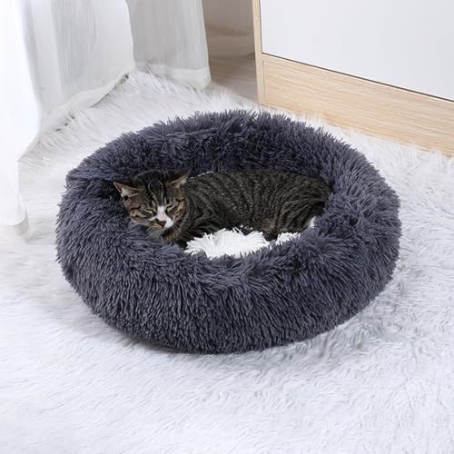 KYMMPL Beruhigendes Marshmallow-Donut-Hundebett, Anti-Angst, rund, weich, flauschig, Plüsch, verdickt, warm, Haustierbett für Hunde und Katzen (50 cm, Stil 1) von KYMMPL