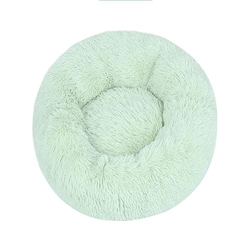 KYMMPL Flauschiges Donut-Hundebett, langes Plüsch, beruhigendes Katzenbett, rundes Kuschelbett mit rutschfester Unterseite, Anti-Angst-Haustierbett (120 cm, grün2) von KYMMPL