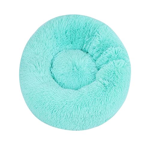 KYMMPL Flauschiges Donut-Hundebett, langes Plüsch, beruhigendes Katzenbett, rundes Kuschelbett mit rutschfester Unterseite, Anti-Angst-Haustierbett (60 cm, grün1) von KYMMPL