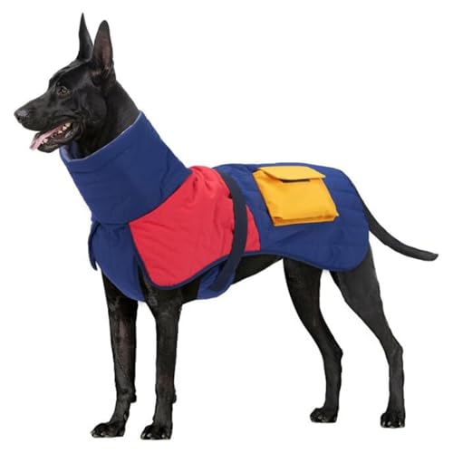 Winterjacke for Hunde, Anti-Kälte-Kleidung for Haustiere, Dicker, Warmer, gepolsterter Mantel mit hohem Ausschnitt, verstellbarem Verschluss und Organizer for mittelgroße und große Hunde(Blue,Medium) von KYOFIS