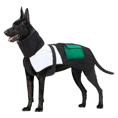 Winterjacke for Hunde, Anti-Kälte-Kleidung for Haustiere, Dicker, Warmer, gepolsterter Mantel mit hohem Ausschnitt, verstellbarem Verschluss und Organizer for mittelgroße und große Hunde(Black,Large) von KYOFIS