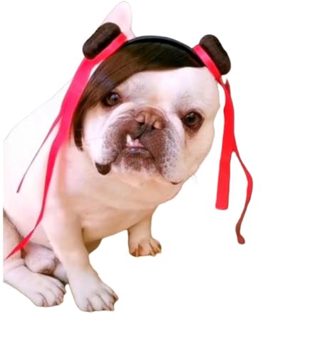 KZGMMHY8 Roter Weihnachtskopfschmuck for Hunde, zusammen mit dem Kopfschmuck eines Anderen Mädchens, niedlicher Fleischbällchen-Haarspange, Halloween-Kopfschmuck(Dog Style) von KZGMMHY8