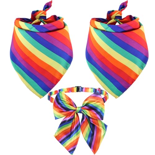 Gay Pride Regenbogen-Hundehalstücher und Halsband, Fliege, LGBT-Schal, Taschentücher für kleine, mittelgroße und große Hunde von KZHAREEN