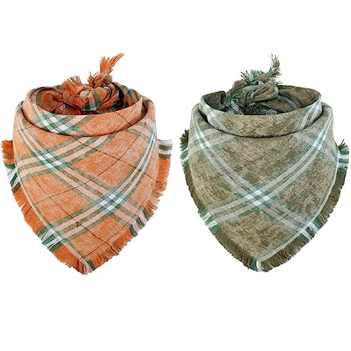 Herbst Hund Bandana Herbst Thanksgiving Gelb Grün Plaid Reversible Dreieck Lätzchen Schal Zubehör für Hunde Haustiere von KZHAREEN