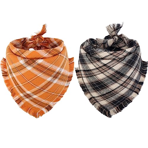 Herbst Hund Bandana Herbst Thanksgiving Plaid Reversible Dreieck Lätzchen Schal Zubehör für Hunde Haustiere von KZHAREEN